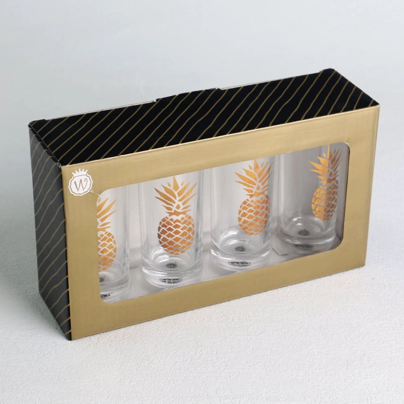 شعار مخصص 2oz نظارات متوهجة مع علبة هدايا كرتونية مطبوعة ملونة حسب الطلب