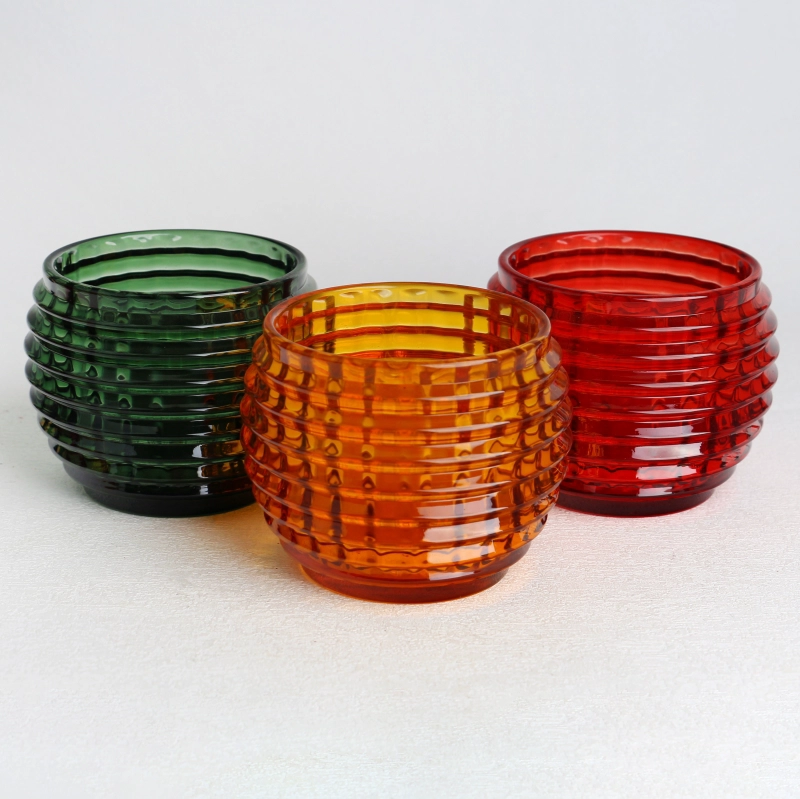 Verde giallo rosso 3 dimensioni a parete wavy jar di candela in vetro