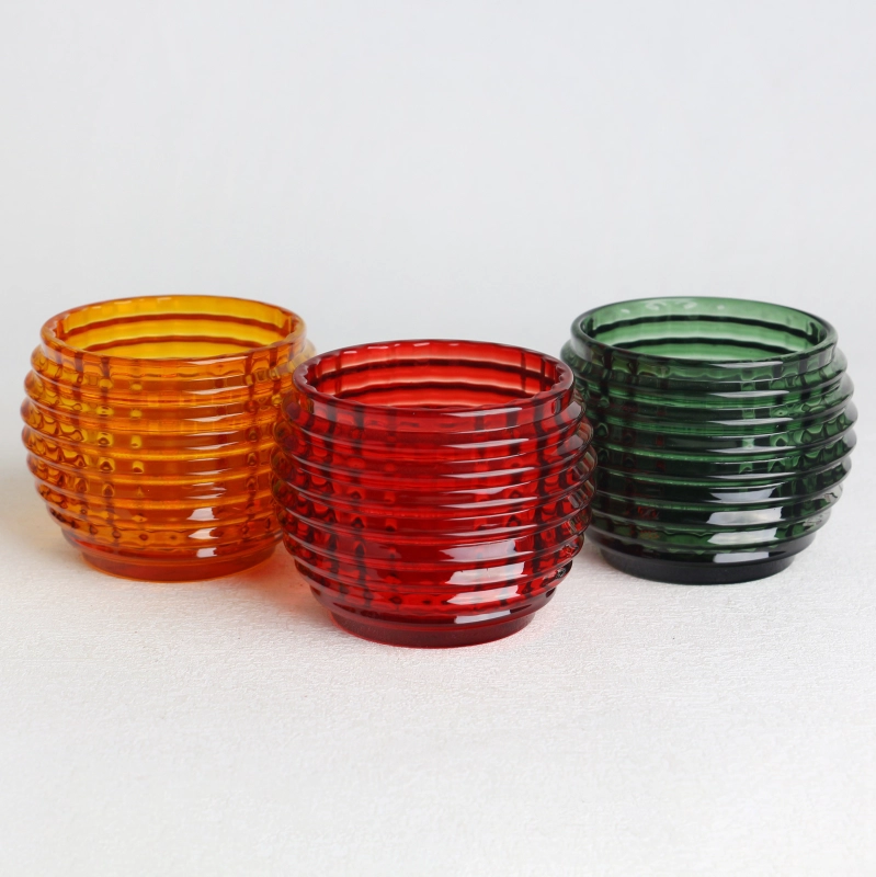 Verde giallo rosso 3 dimensioni a parete wavy jar di candela in vetro
