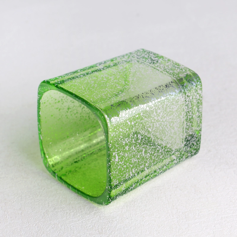 transparent green electroplated laser fleck finished glass candle holder