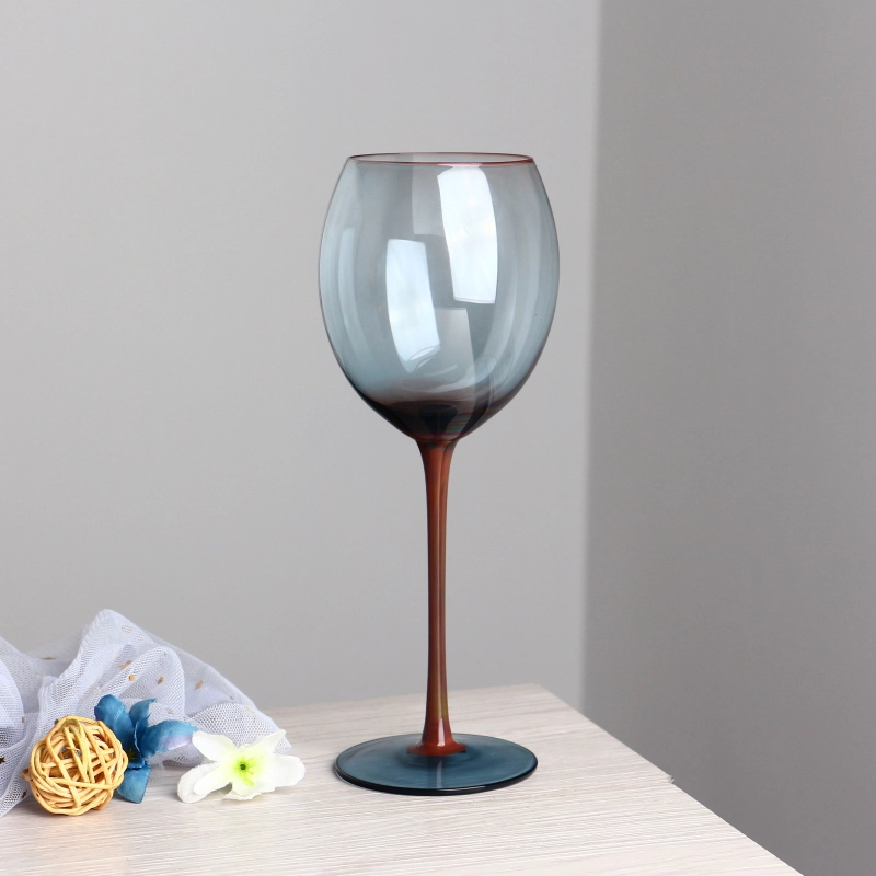 Colored blue brown bordeaux red wine glasses set of 2