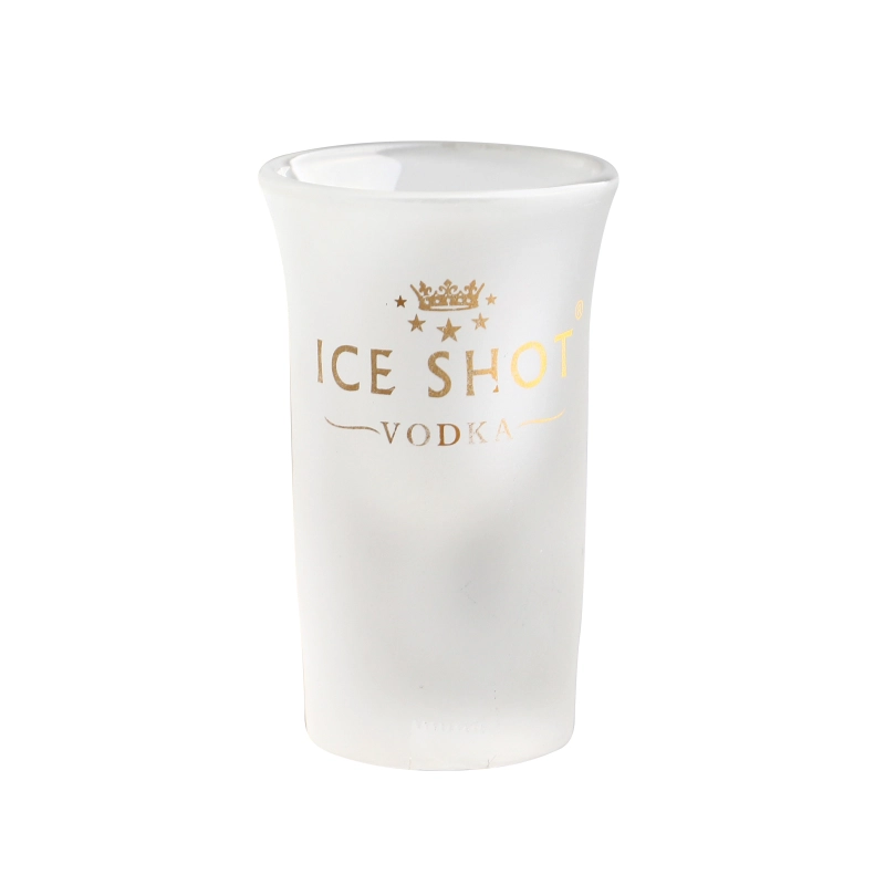 Aangepast logo geprinte wijd uitlopende getinte matig afgewerkte shotglas met zware bodem