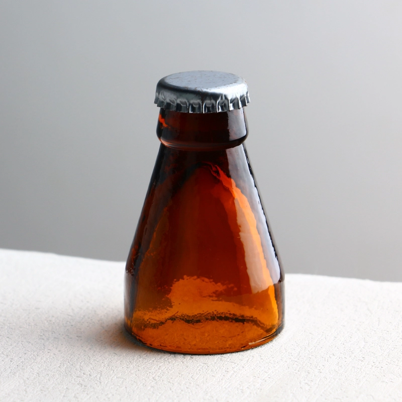 Colored brown beer bottle shot glasses for spirit. Man Cave Decor. Fathers Day Gift.