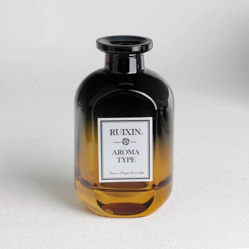 Oblate Flask Shaped Gradient Yellow to Black Diffuser Bottles