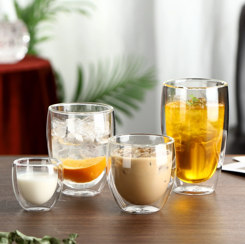 Toptan 250ml 8oz çift duvar cam kahve fincanı. Kaynak Fabrikası. Göndermeye hazır