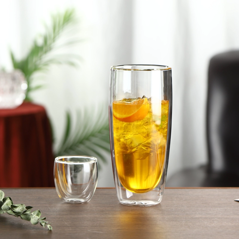Wholesale 650ml 22oz oversized double layer glass cup for water soft drinks soda. Source factory. Ready to ship