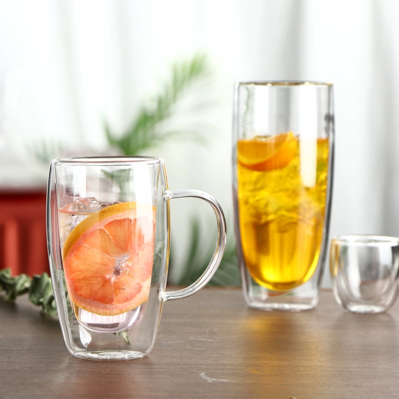 Wholesale 650ml 22oz oversized double layer glass cup for water soft drinks soda. Source factory. Ready to ship