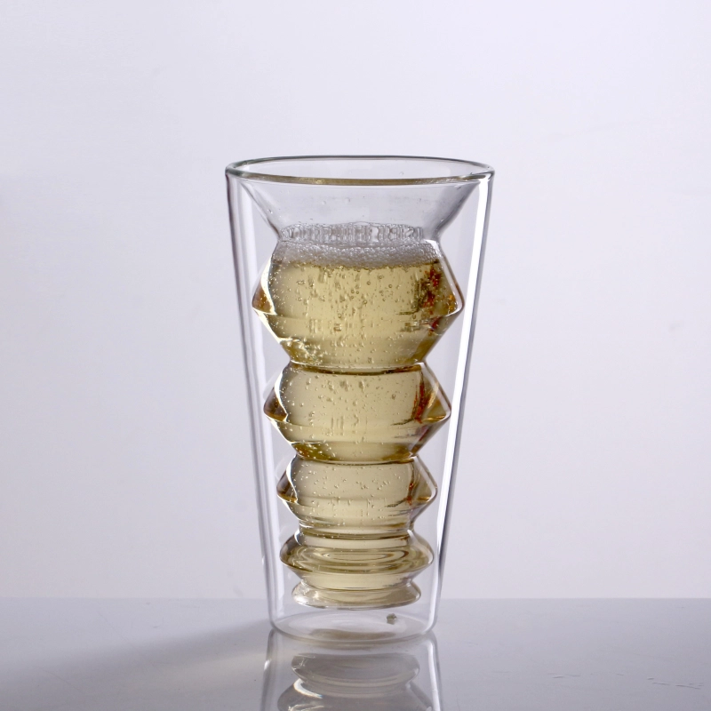 235 ml 6 oz Yalıtımlı cam çift duvarlı bira bardağı cam bardak bira köpüklü su için