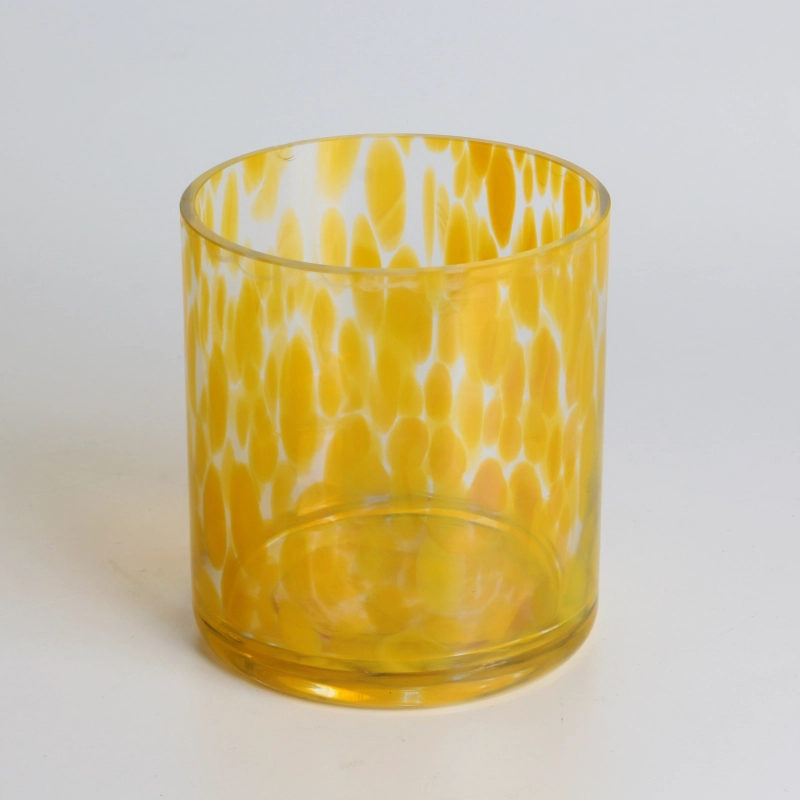 Pot de bougie en verre Confetti jaune fait à la main de 500 ml 12 oz