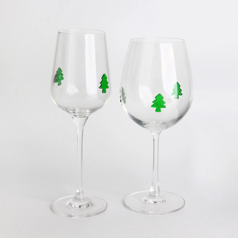 Handcraft Eco-friendly Pine Tree Inlay Decoration Big Size 565ml 19oz Wine Glasses
