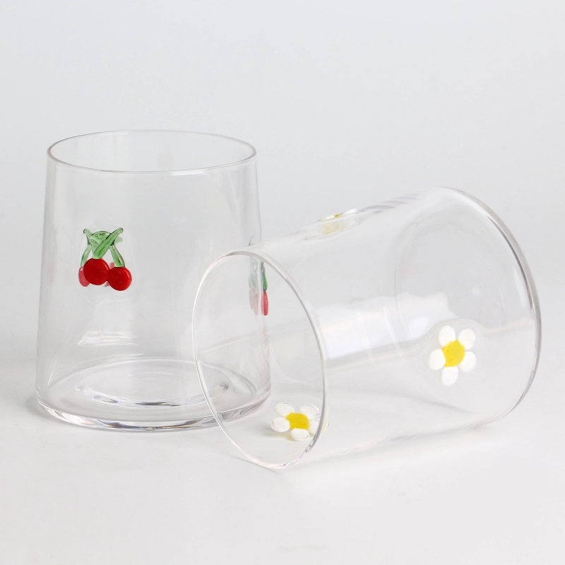 Pot de stockage en verre transparent avec incrustation de marguerite 3D de 10oz, avec couvercle hermétique en bambou, verre à haute teneur en Borosilicate pour garde-manger