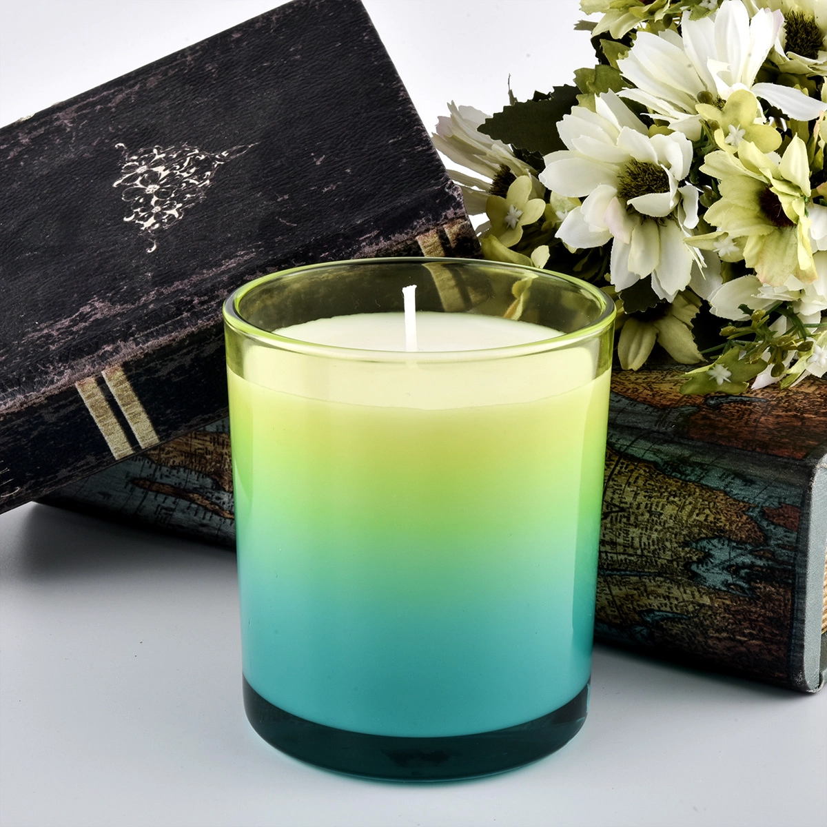gradient color glass candle jars 12oz