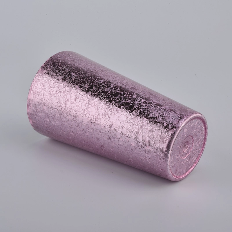 14oz electroplating สีชมพูนอกเชิงเทียนแก้วสำหรับขายส่ง