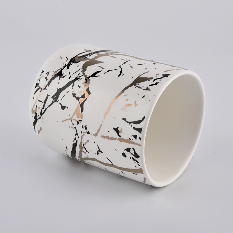 Matte white ceramic candle holders with custom printing