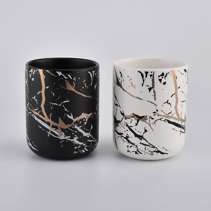 Matte white ceramic candle holders with custom printing