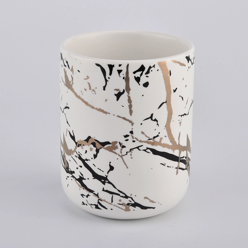Matte white ceramic candle holders with custom printing