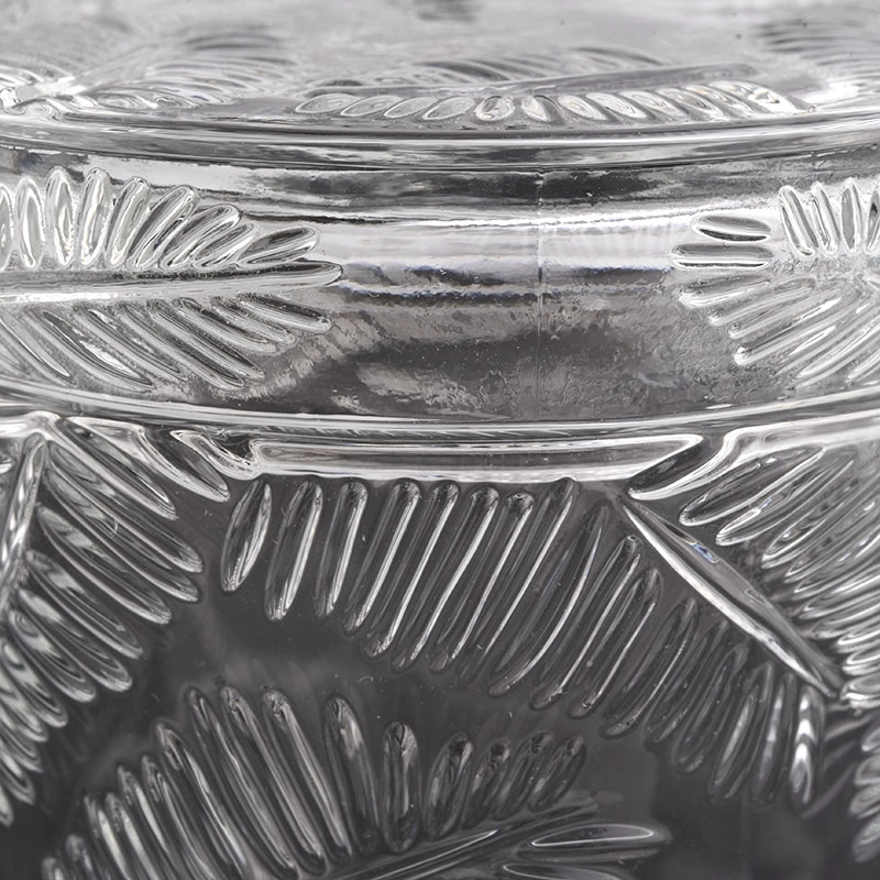 300ml luxury customized color glass diamond effect candle holder with lids