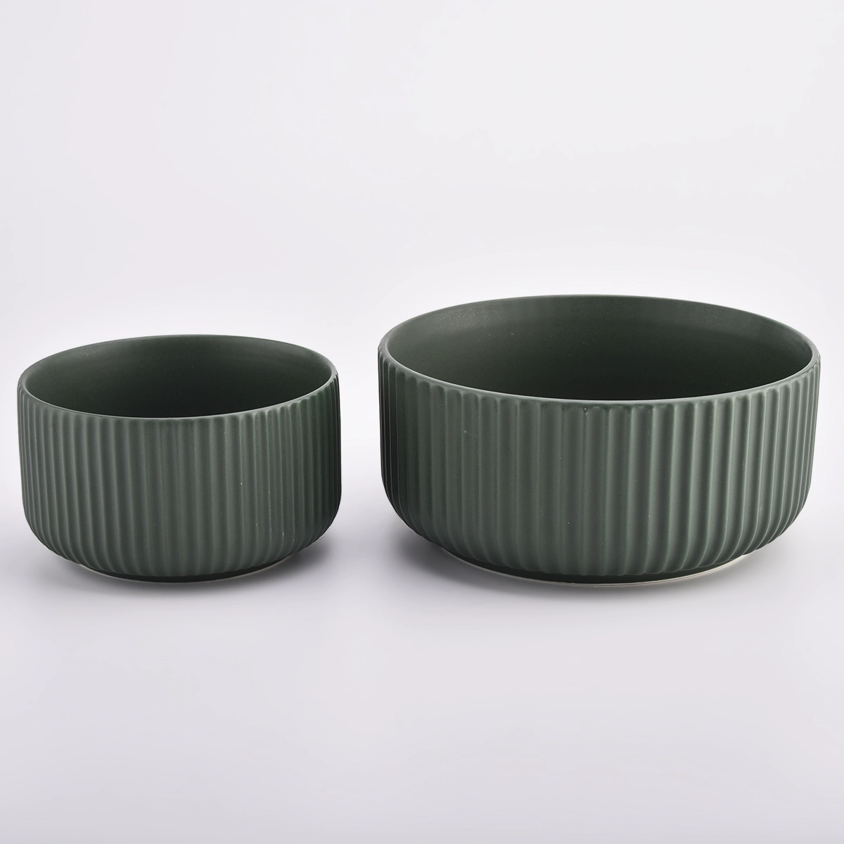 Matte green glazed large ceramic candle containers