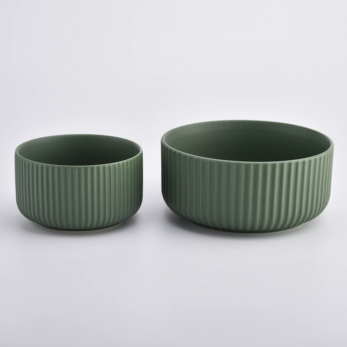 Matte green glazed large ceramic candle containers