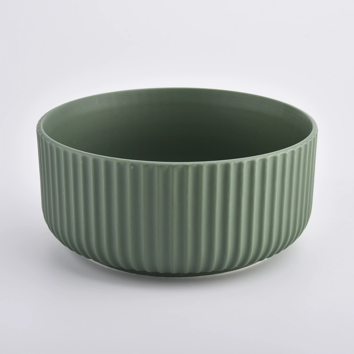 Matte green glazed large ceramic candle containers