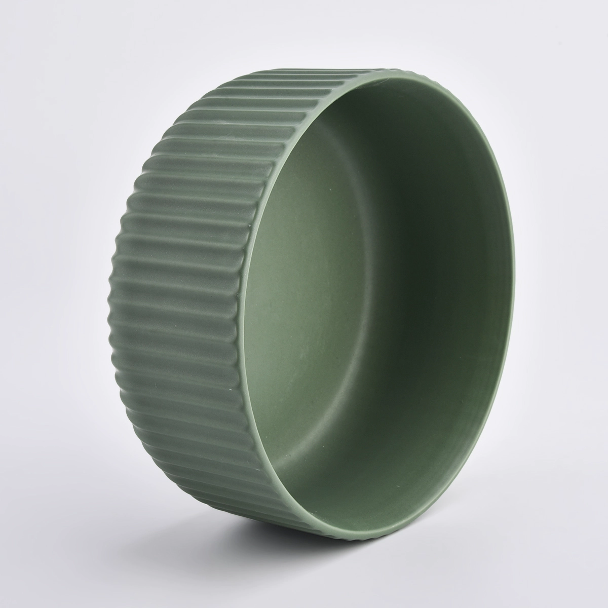 Matte green glazed large ceramic candle containers