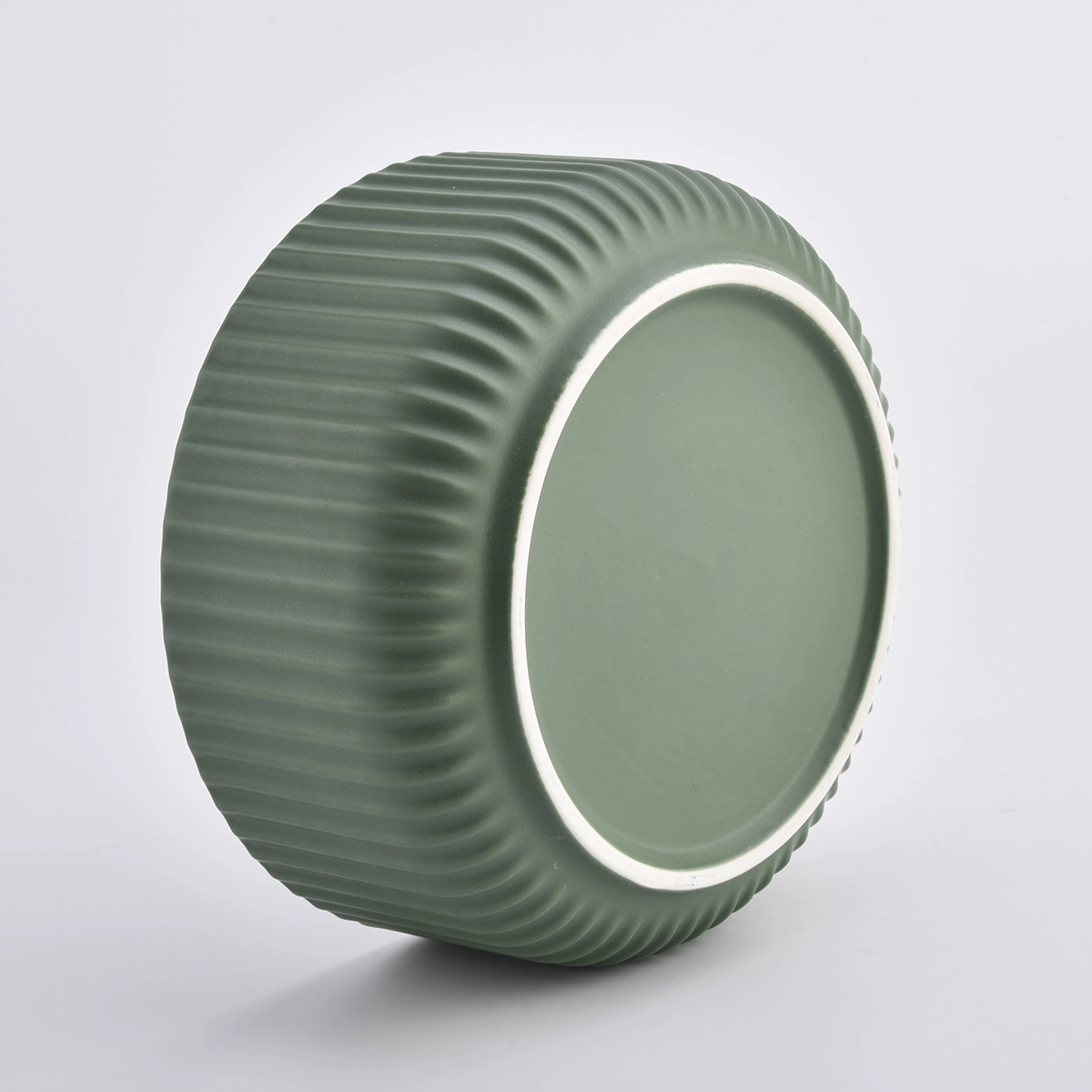 Matte green glazed large ceramic candle containers