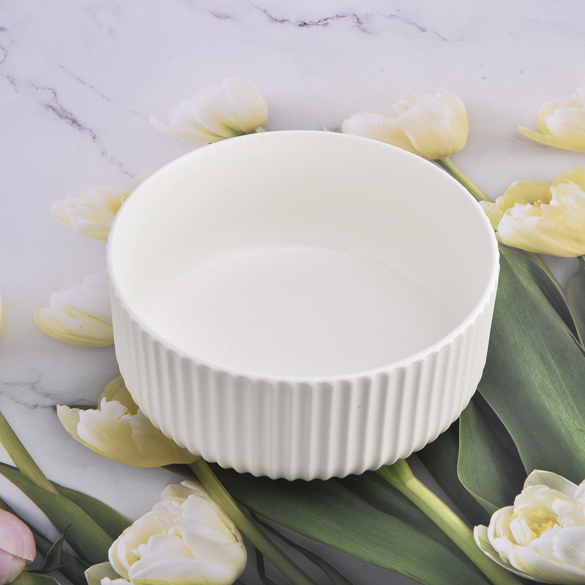 Large Three Wicks Matte White Ceramic Candle Vessels Large Three Wicks Matte White Ceramic Candle Vessels
