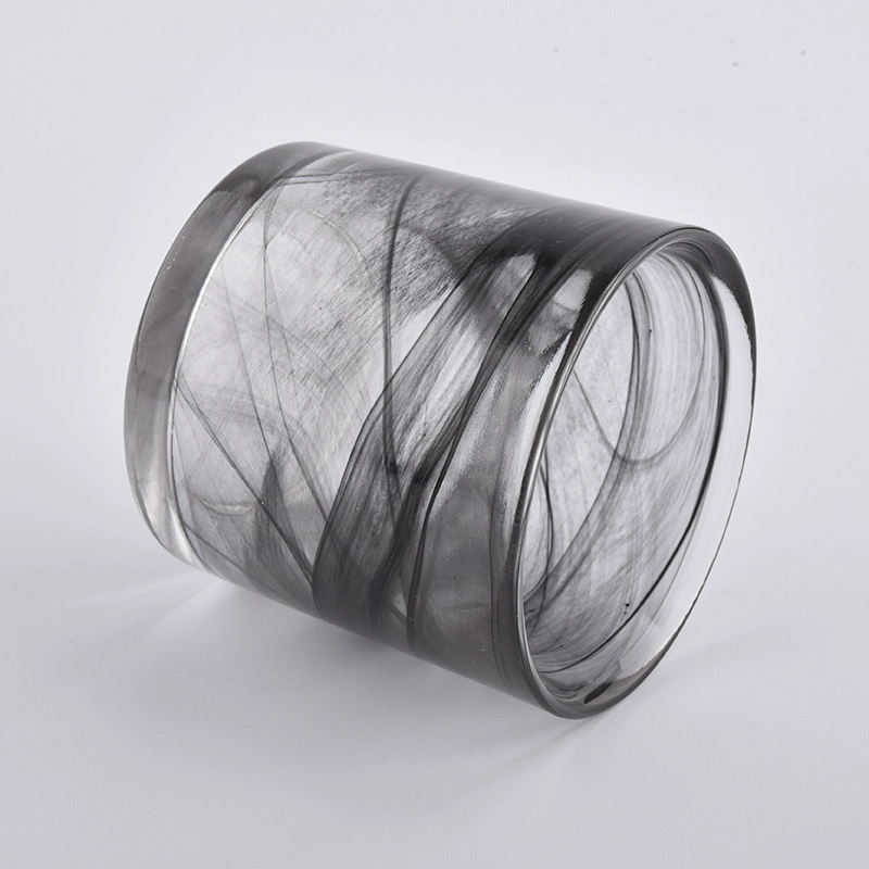 wholesale candle making supplies candle container cylinder glass candle holders with dark gray cloudy finish