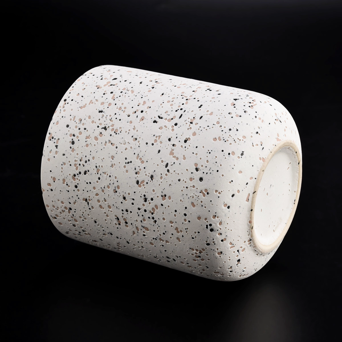 concrete 400ml ceramic candle jar with sand dot decoration concrete 400ml ceramic candle jar with sand dot decoration