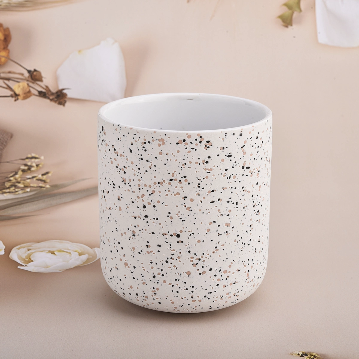 concrete 400ml ceramic candle jar with sand dot decoration concrete 400ml ceramic candle jar with sand dot decoration