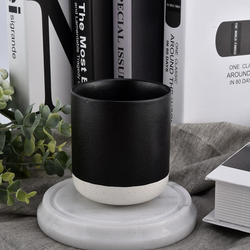 14oz matte black ceramic candle jars