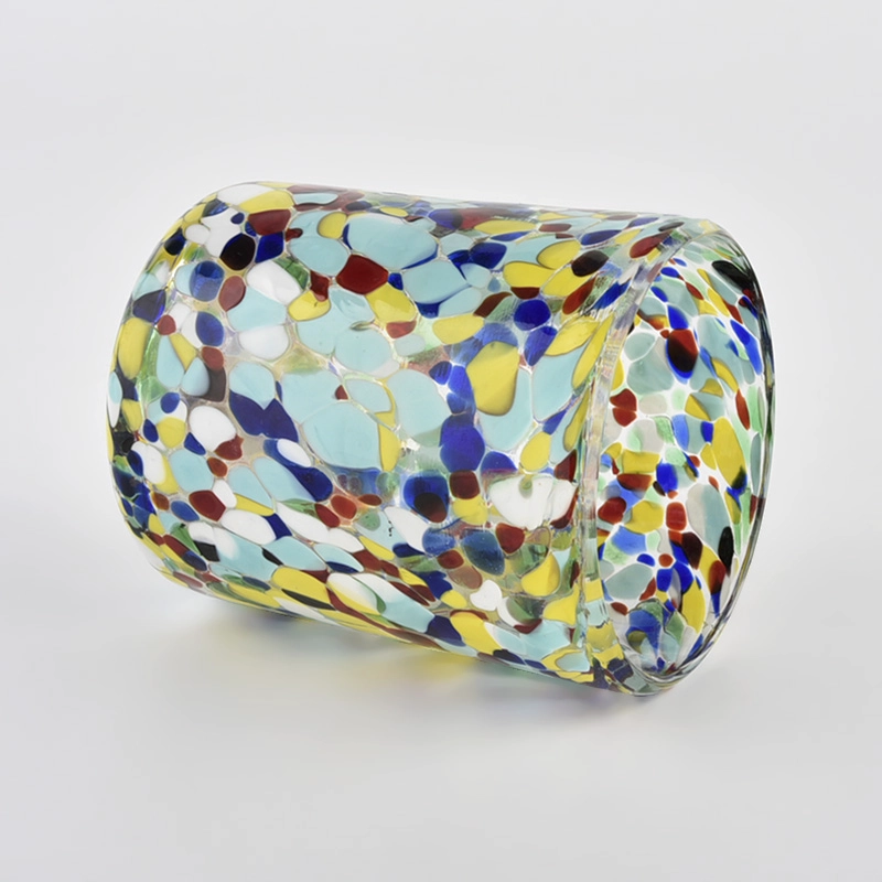 colorful glass material inside Handmade mosaic candle jar colorful glass material inside Handmade mosaic candle jar