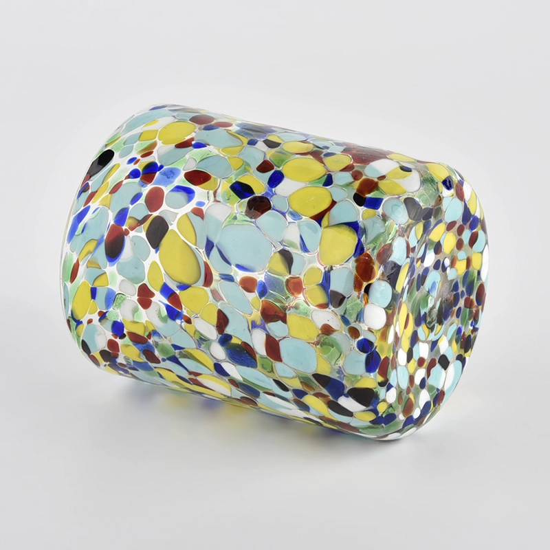 colorful glass material inside Handmade mosaic candle jar colorful glass material inside Handmade mosaic candle jar