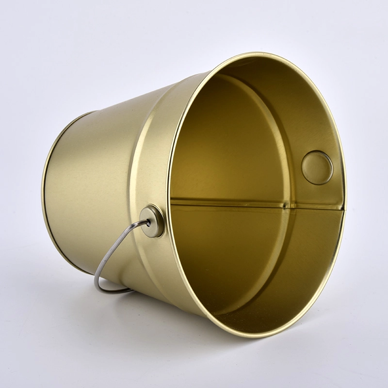 large gold metal candle bucket with handle large gold metal candle bucket with handle