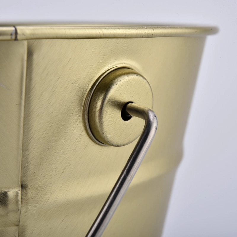 large gold metal candle bucket with handle large gold metal candle bucket with handle
