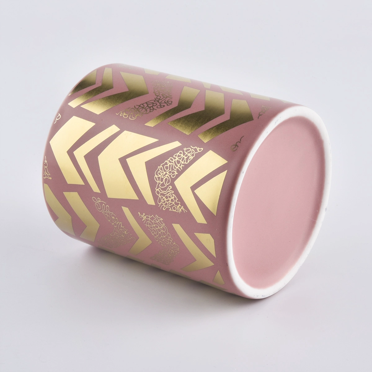 home decor pink ceramic candle holder with gold artwork home decor pink ceramic candle holder with gold artwork