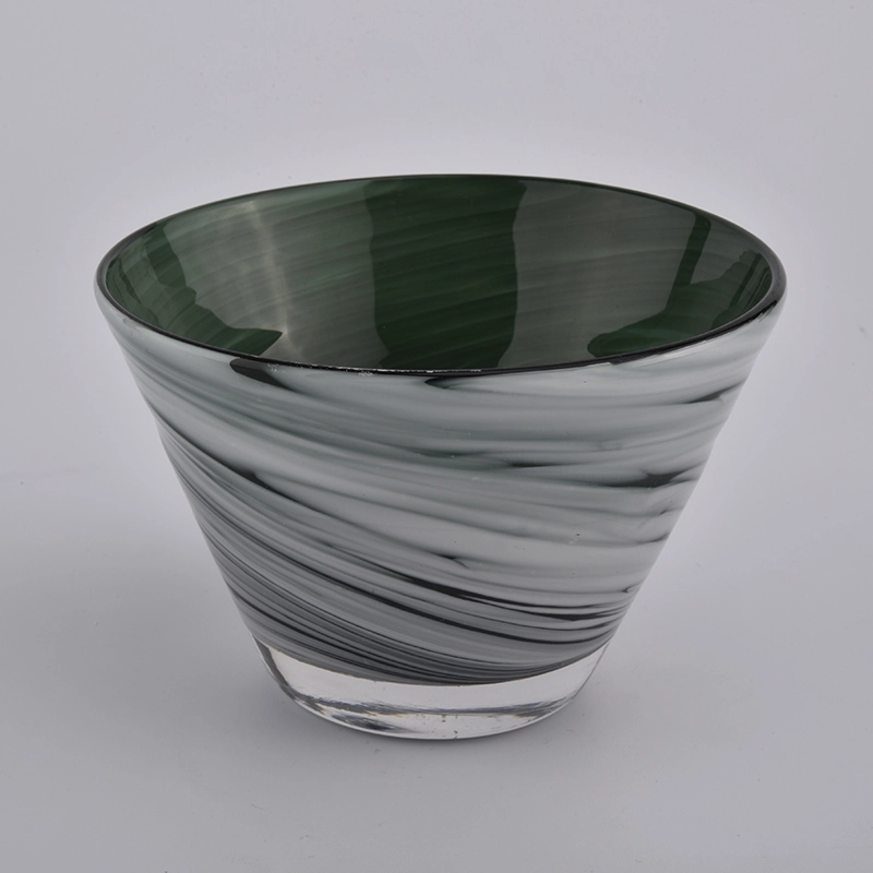 Popular 280ml V shape glass candle holder for home deco Popular 280ml V shape glass candle holder for home deco