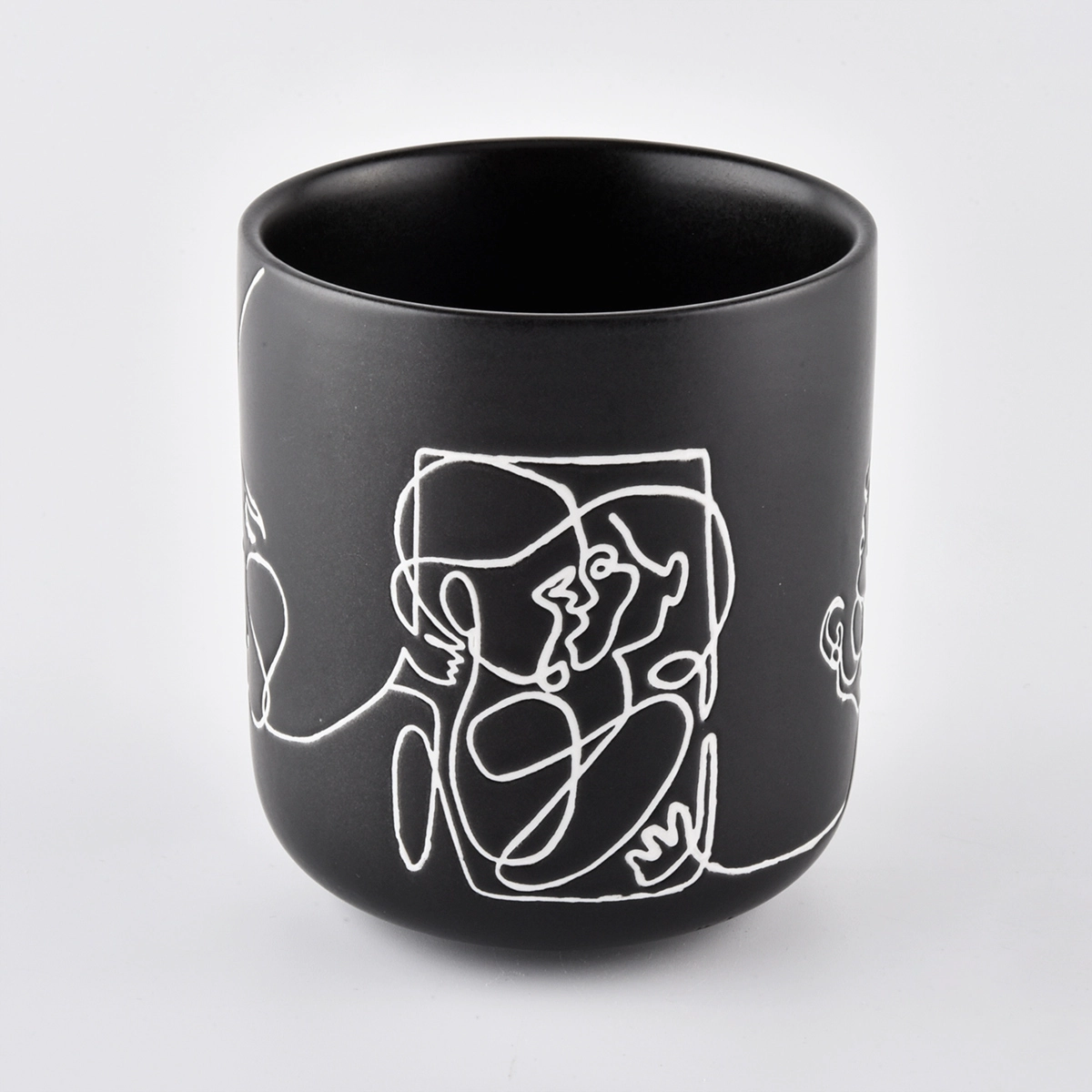 Custom Cylinder Black Ceramic Candle Jar for Making