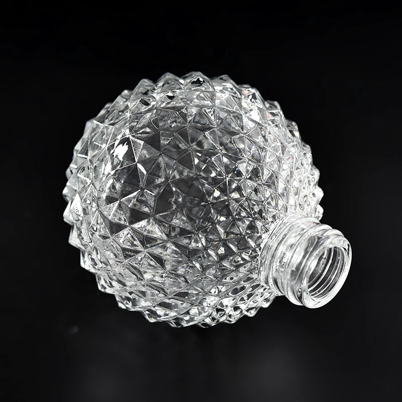 Luxury diamond effect 220ml luxury cylinder glass bottle for home deco