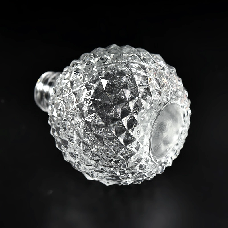 Luxury diamond effect 220ml luxury cylinder glass bottle for home deco