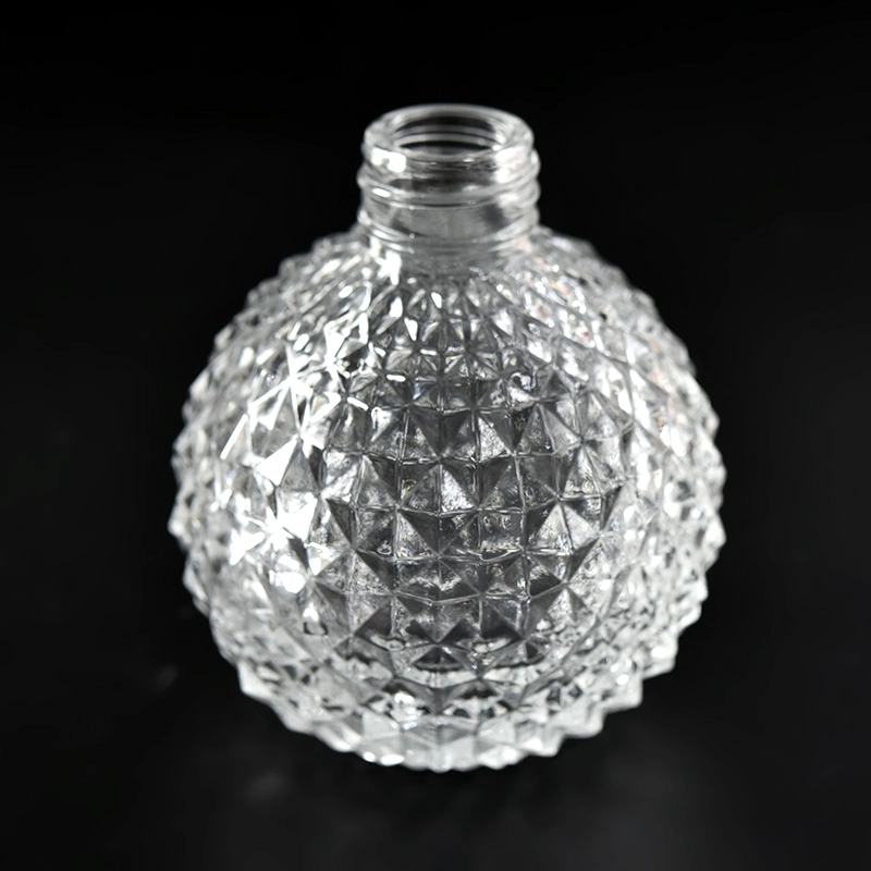 Luxury diamond effect 220ml luxury cylinder glass bottle for home deco