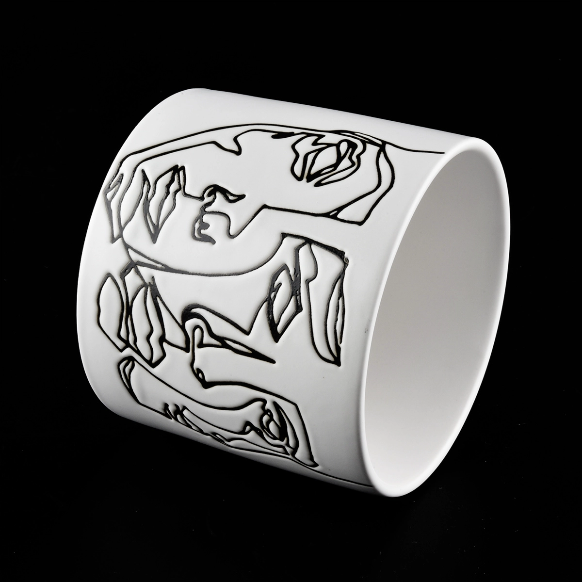 Popular 12oz white ceramic candle vessels with custom designs