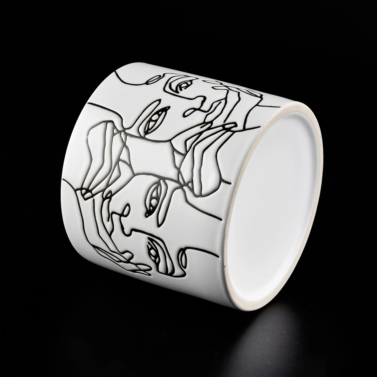 Popular 12oz white ceramic candle vessels with custom designs