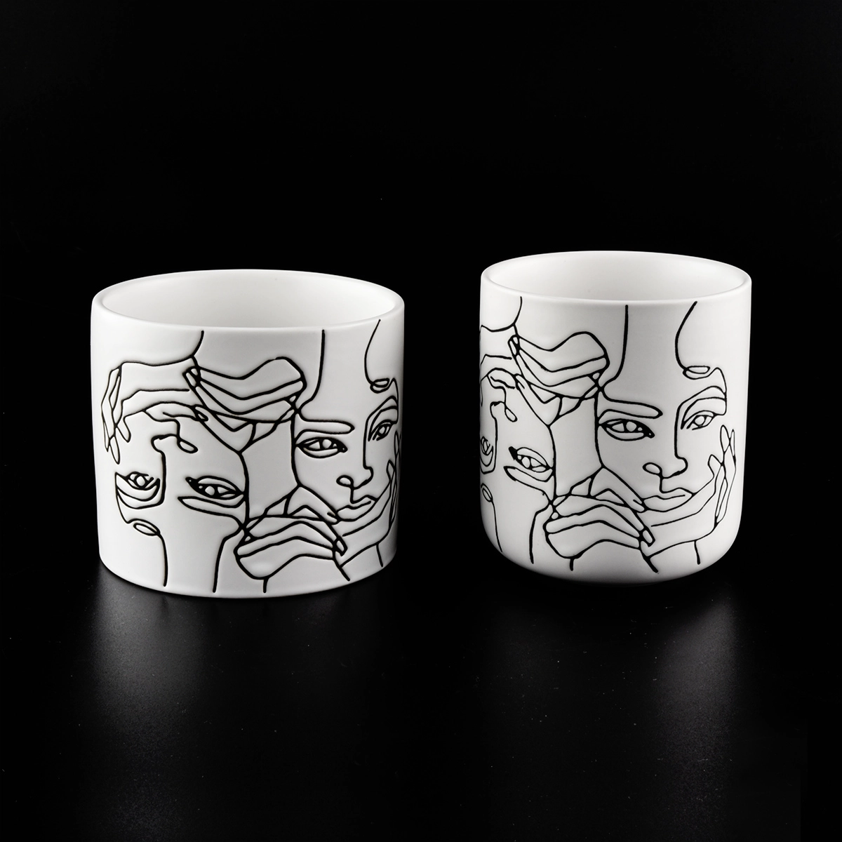 Popular 12oz white ceramic candle vessels with custom designs