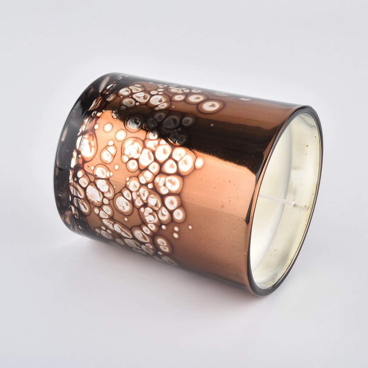 colorful dots glass candle jars gold color candle jars for wholesale