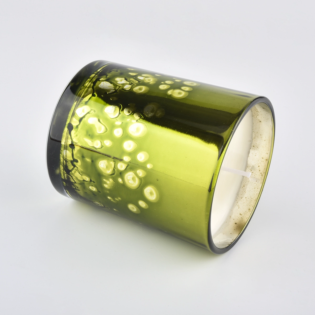 colorful dots glass candle jars gold color candle jars for wholesale