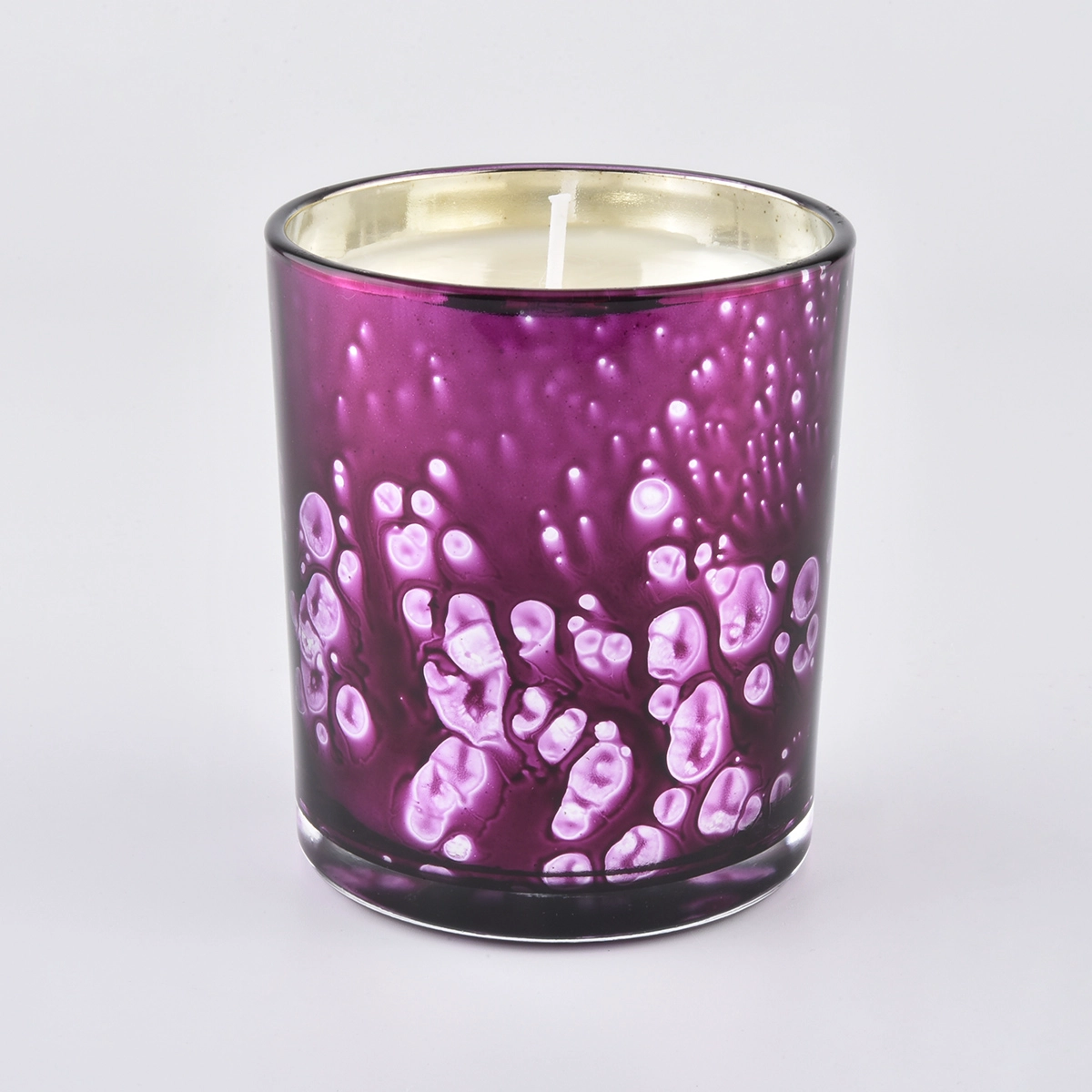 colorful dots glass candle jars gold color candle jars for wholesale