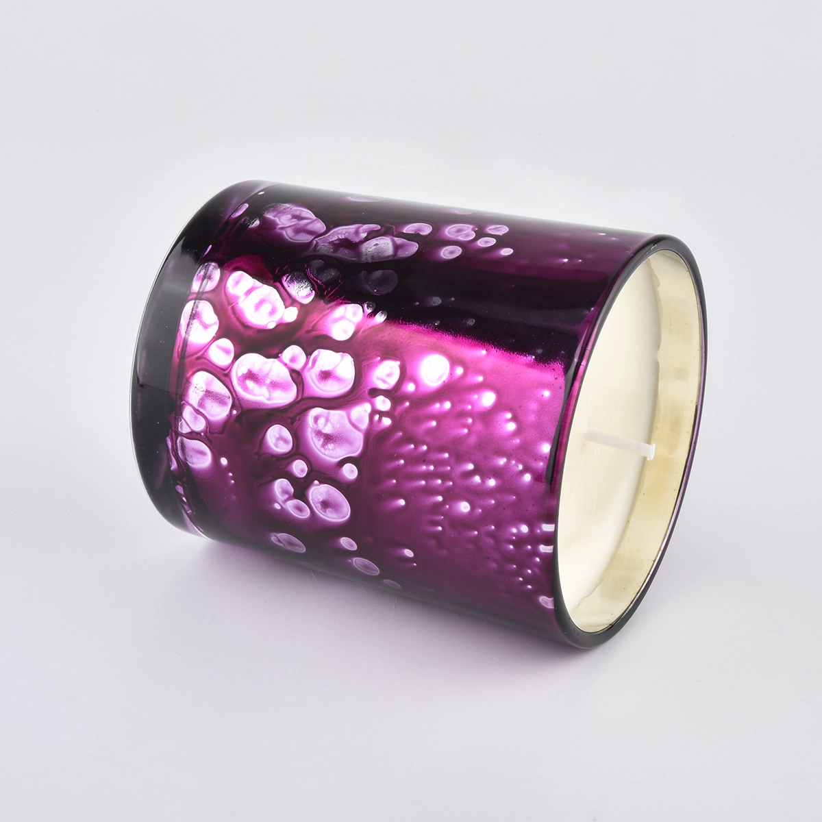 colorful dots glass candle jars gold color candle jars for wholesale