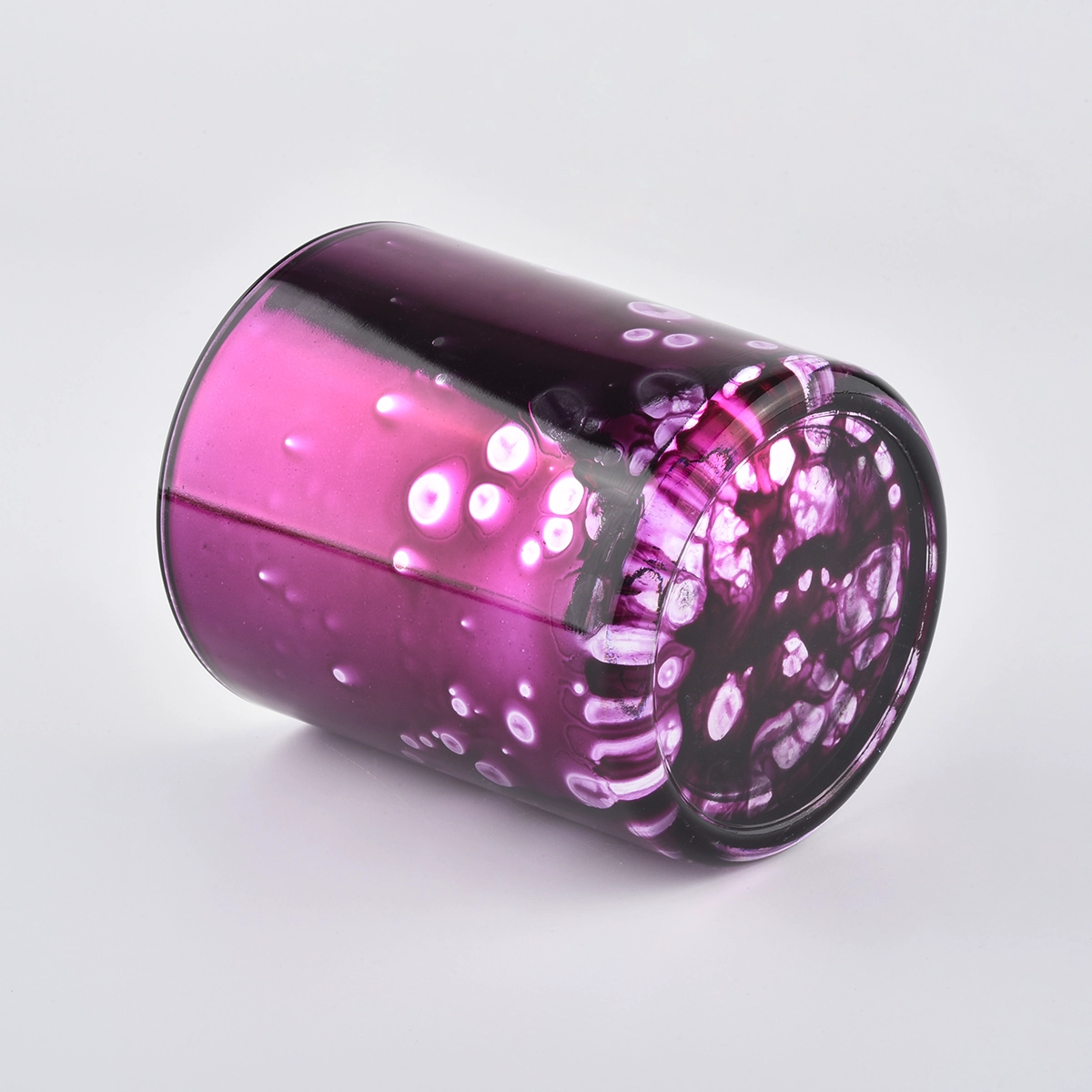 colorful dots glass candle jars gold color candle jars for wholesale