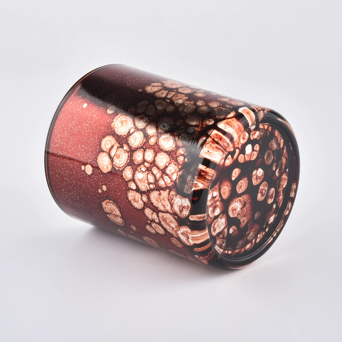 colorful dots glass candle jars gold color candle jars for wholesale